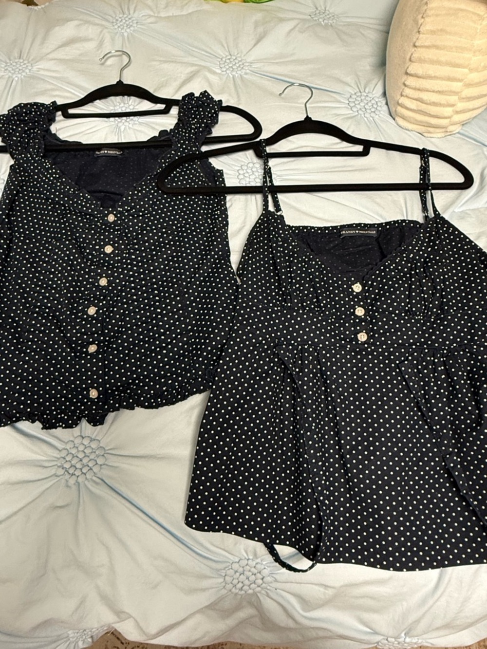 2 brandy melville navy polka dot tops